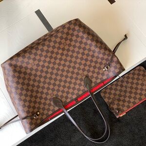 🎄🎄Louis Vuitton Neverfull MM Damier Ebene Cherry
